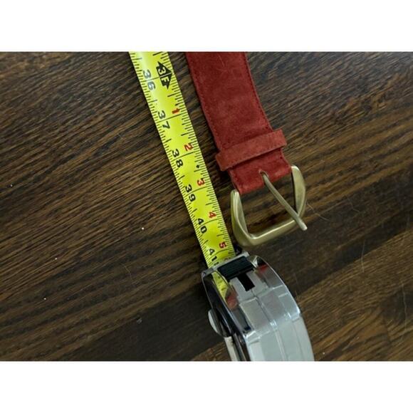 Vintage Laurel Genuine Leather Belt Made in Italy Red Suede Gold Leaf Detail XS - Picture 6 of 8